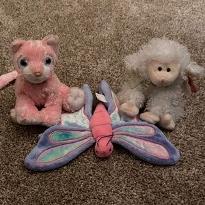 Ty beanie babies butterfly, lamb, pink cat